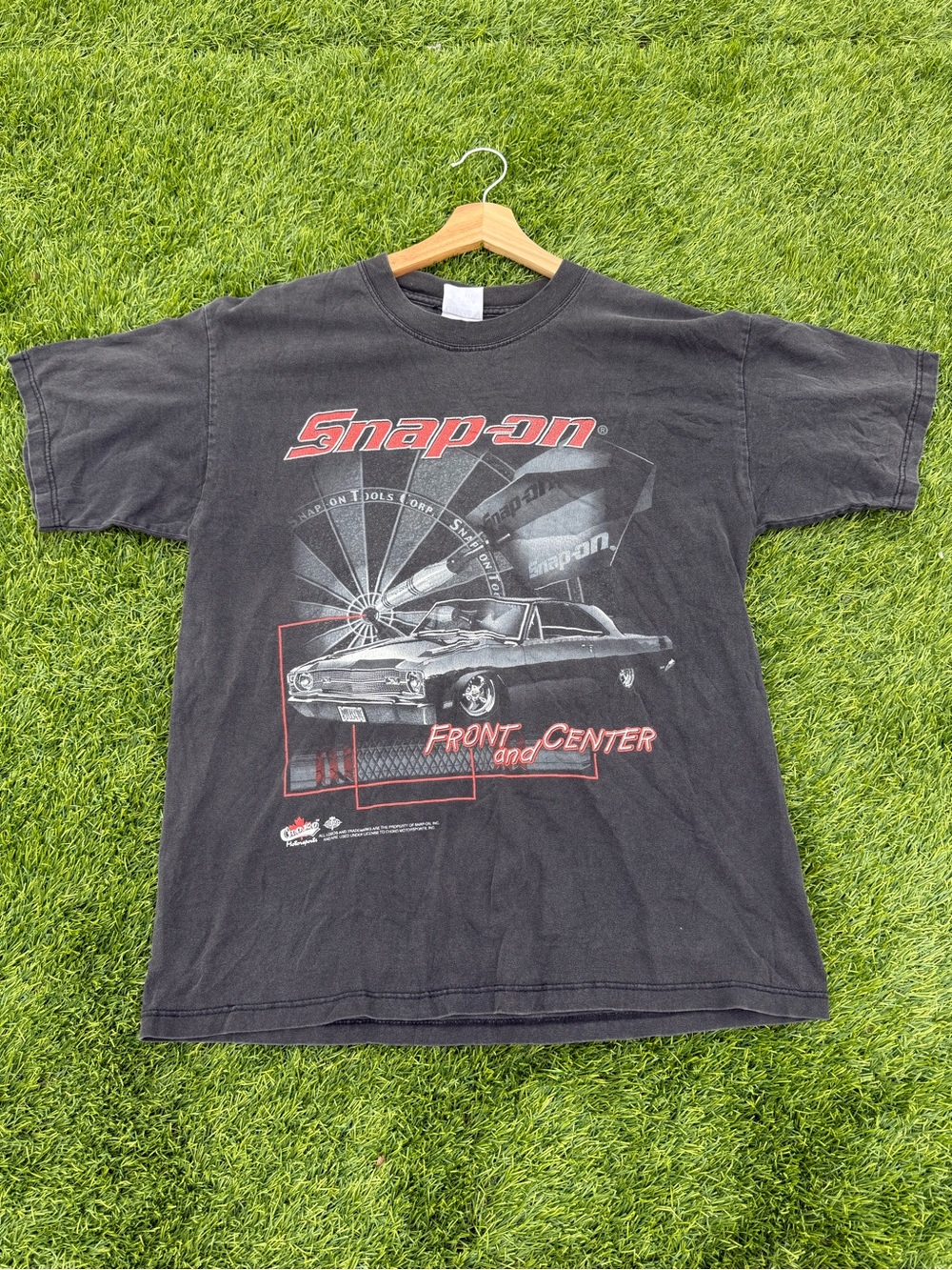 Snap-On Black Short-Sleeve Graphic Tee with Red Accents Size L
